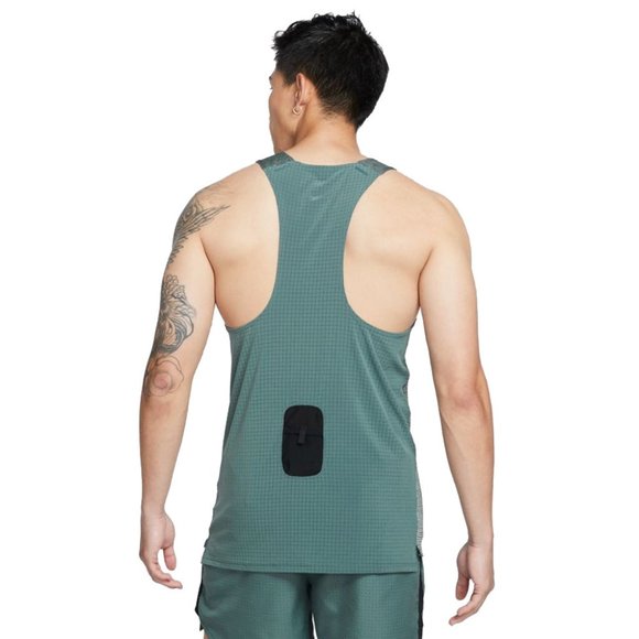 Nike Run Division Pinnacle Men's Running Gym Tank Top Vest Green Hasta Large - Picture 3 of 12